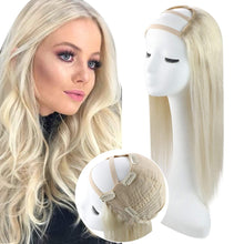 Load image into Gallery viewer, Robbie #613 Bleach Blonde 16 Inches Human Hair U - Part Half Wig