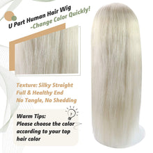 Load image into Gallery viewer, Robbie #613 Bleach Blonde 16 Inches Human Hair U - Part Half Wig