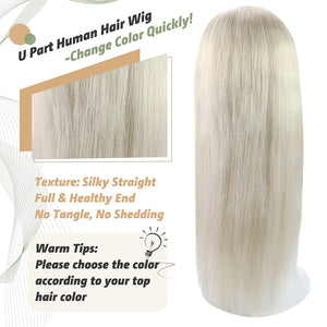 Robbie #613 Bleach Blonde 16 Inches Human Hair U - Part Half Wig
