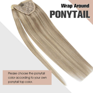 Destiny 14-22 Inches Dark Ash Blonde to Golden Blonde Highlights Hair Wrap Around Ponytail Extension