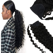 Load image into Gallery viewer, Nikki 14-24&quot; Deep Curly Human Hair Wrap Around Ponytail Extension