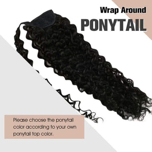 Nikki 14-24" Deep Curly Human Hair Wrap Around Ponytail Extension