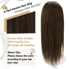 Load image into Gallery viewer, Meghan #Dark Brown Highlightes 16 Inches Human Hair U - Part Half Wig