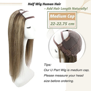 Caramel Blonde Human Hair U- Part Half Wig