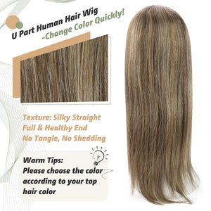 Caramel Blonde Human Hair U- Part Half Wig