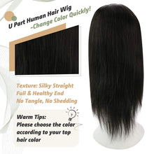 Load image into Gallery viewer, Nikki #1B Straight 16 Inch Human Hair U Part Half Wig