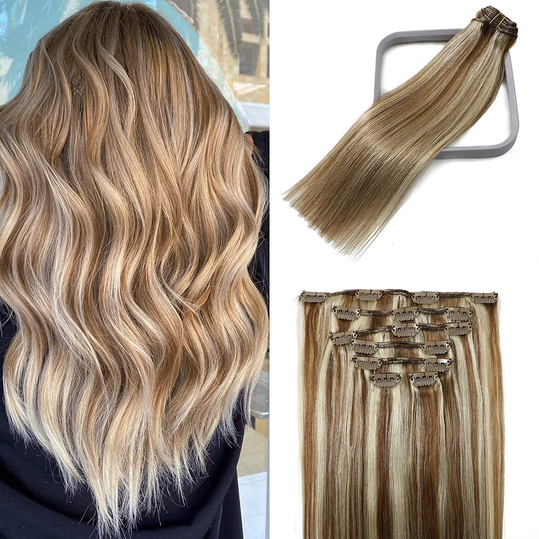 Chantel Brown To Blonde Balayage  Human Hair Clip-in Hair Extensions