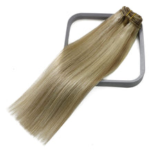 Load image into Gallery viewer, Balayage Bleach Blonde Straight Human Hair Clip-in Hair Extensions