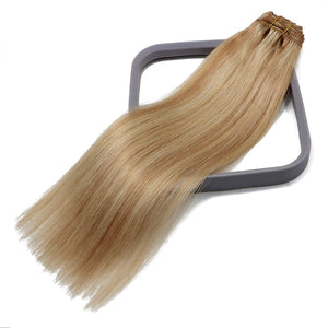 Strawberry Blonde Highlights Straight Human Hair Clip-in Hair Extensions