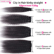 Load image into Gallery viewer, Criselda 10-18 Inches Kinky Straight Clip In Human Hair Extensions 10pcs 120gram/set