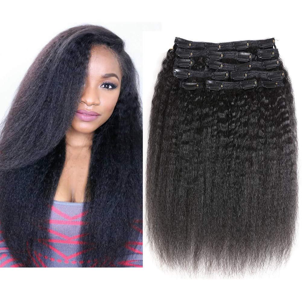 Criselda 10-18 Inches Kinky Straight Clip In Human Hair Extensions 10pcs 120gram/set