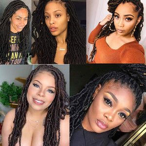 Deja Black 18 Inches Soft Curly Faux Locs Crochet Synthetic Hair