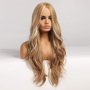 Kaitlyn Blonde With Highlights Synthetic Beach Waves Wig