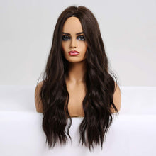 Load image into Gallery viewer, Taylor Dark Brown Long Beach Waves Synthetic Wig