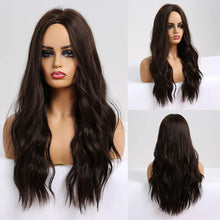 Load image into Gallery viewer, Taylor Dark Brown Long Beach Waves Synthetic Wig