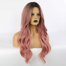 Load image into Gallery viewer, Pink Middle Part Beachwaves Synthetic Wig