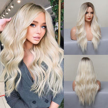 Load image into Gallery viewer, Honey Blonde Middle Part Beachwaves Synthetic Wig